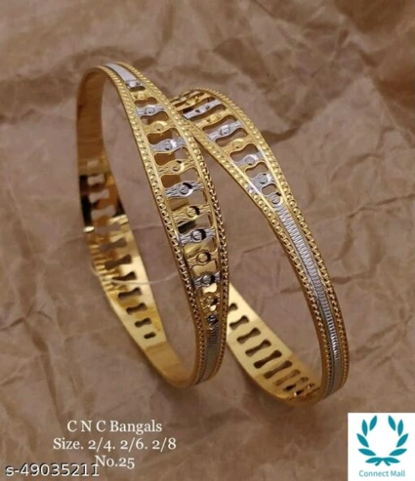 Metal  Stylish Bangles Combination of Sliver and Gold Plating - 2.4